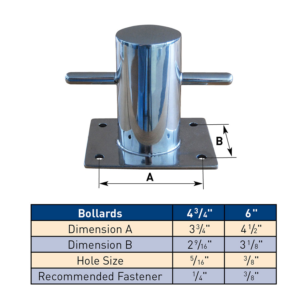 Dock Edge Stainless Steel Bollards - (2 sizes)