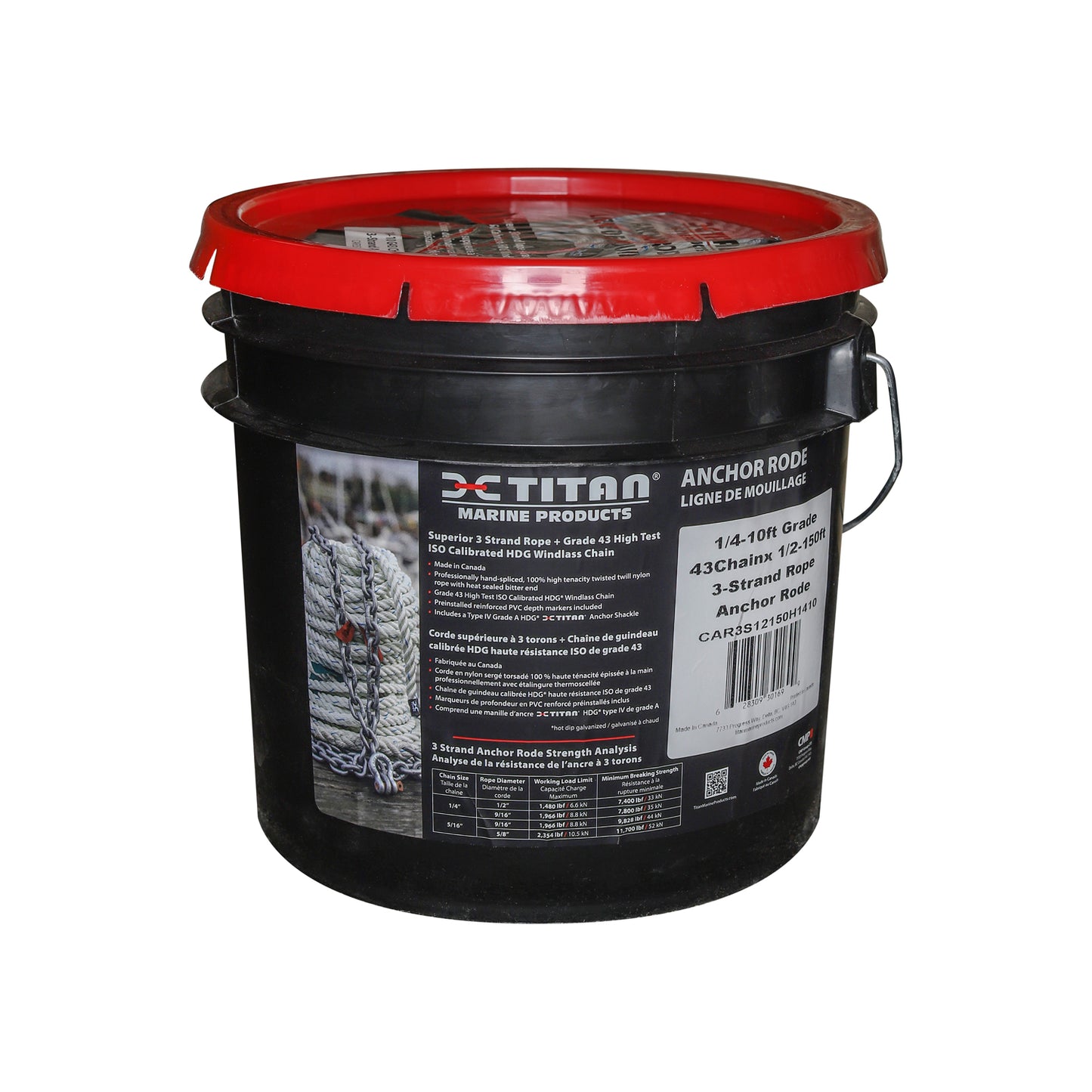 Titan Rope/Chain Anchor Rode 3 Strand - 1/4in Chain