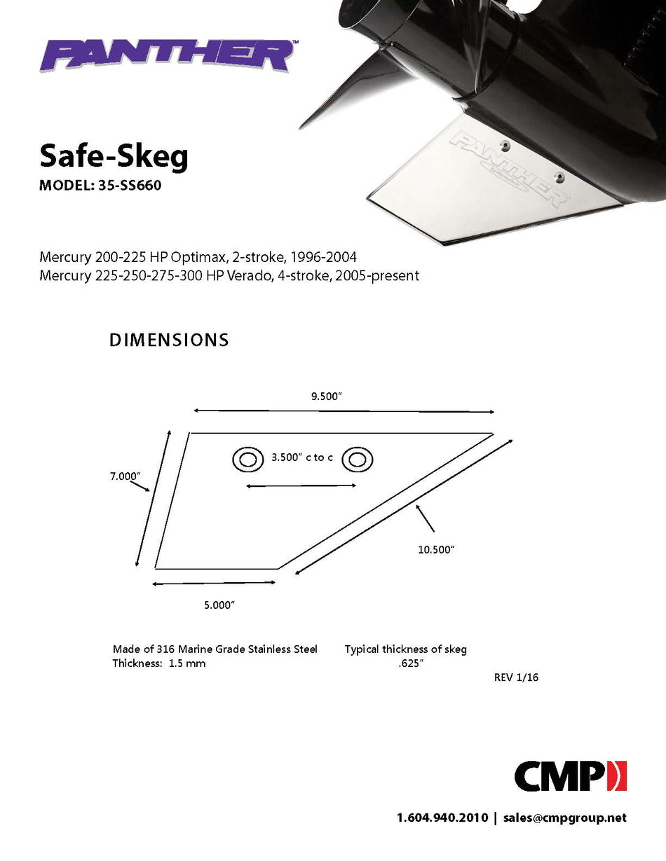 Panther Safe Skeg Mercury 200 - 300 HP
