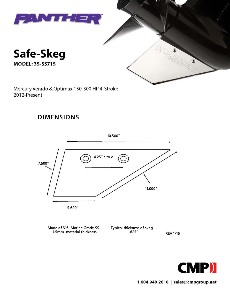 Panther Safe Skeg Mercury 150 - 300 HP (2012 - Present)