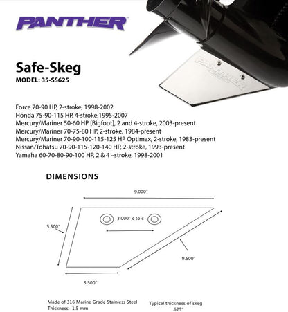 Panther Safe Skeg Honda 75 - 90 - 115HP Mercury 70-125HP