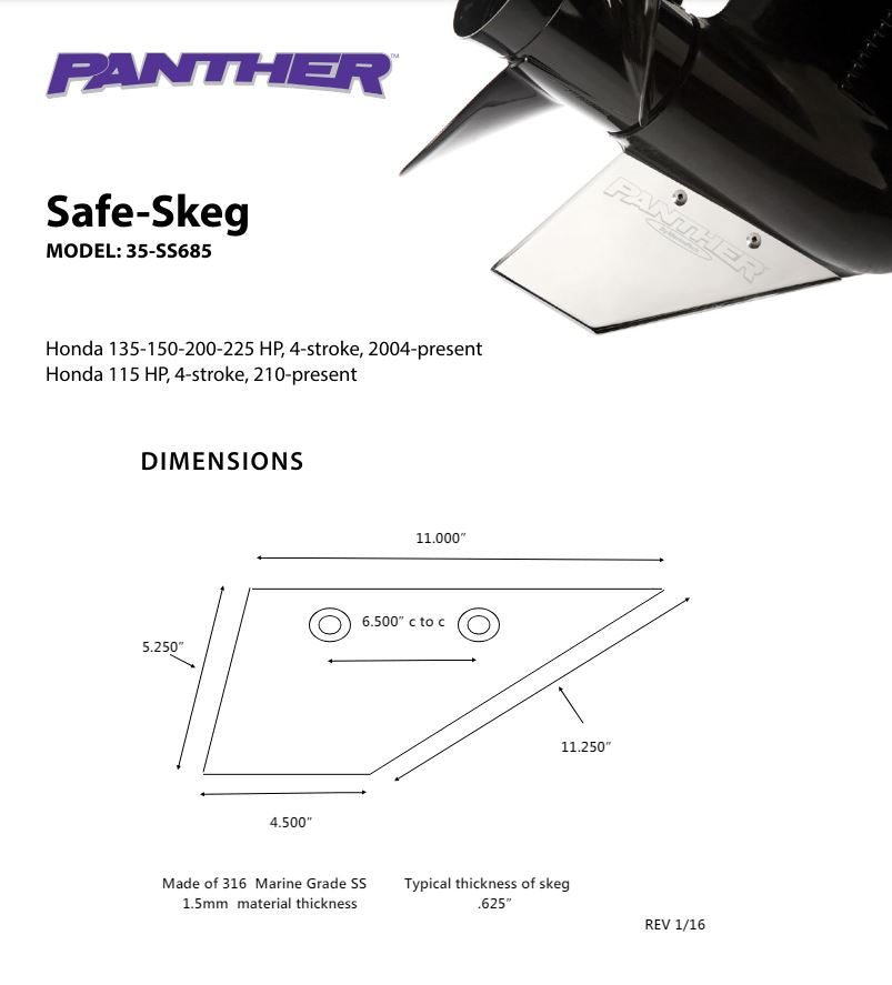 Panther Safe Skeg Honda 135-150-200-225 HP