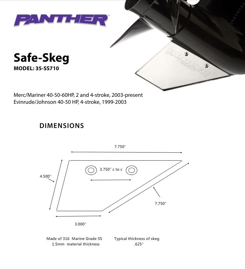 Panther Safe Skeg Evinrude / Suzuki / Mercury 40 - 60 HP