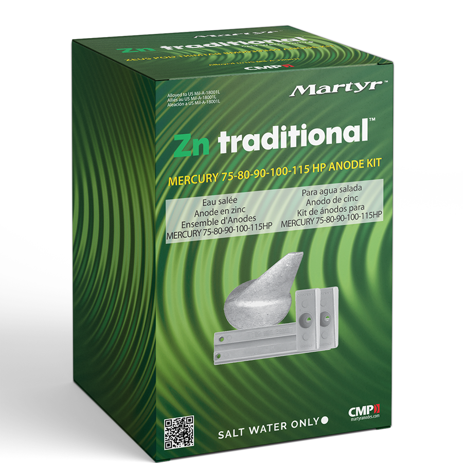 Mercury Outboard 75-80-90-100-115 HP Anode Kit Martyr CMM75115KIT (Aluminum, Zinc & Magnesium Options)
