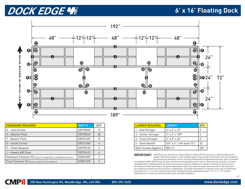 Dock Edge 6FT X 16FT Dock2Go DIY Floating Dock Kit